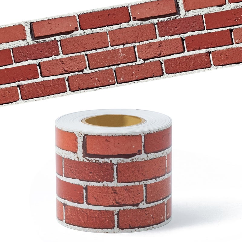 BeYumi Red Brick Border Trim - 65ft Christmas Red Brick Straight Rolled Border Trim Christmas Themed Back to School Rustic Faux Wall Bulletin Board School Classroom Party Office Chalkboard Decoration - Image 1